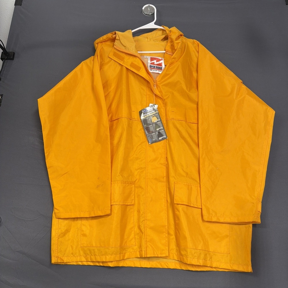 yellow Viking Open Road ripstop rain jacket, tagged as size XL